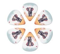 KHiry 6 Pack Guitar Picks Plectrums with Organizer Storage Box Lucky Elephant Bass Picks for Electric Ukulele Picks for Acoustic Guitars 0.71mm
