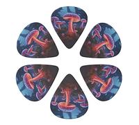 KHiry 6 Pack Guitar Picks Plectrums with Organizer Storage Box Magic Mushroom Bass Picks for Electric Ukulele Picks for Acoustic Guitars 0.71mm