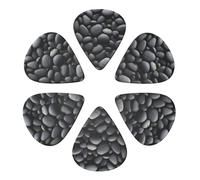 KHiry 6 Pack Guitar Picks Plectrums with Organizer Storage Box Many Black Pebbles Bass Picks for Electric Ukulele Picks for Acoustic Guitars 0.71mm