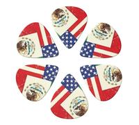 KHiry 6 Pack Guitar Picks Plectrums with Organizer Storage Box Mexican American Flag Bass Picks for Electric Ukulele Picks for Acoustic Guitars 0.71mm