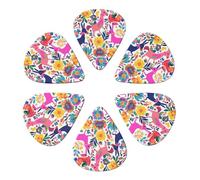 KHiry 6 Pack Guitar Picks Plectrums with Organizer Storage Box Mexican Otomi Animals Bass Picks for Electric Ukulele Picks for Acoustic Guitars 0.46mm