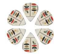 KHiry 6 Pack Guitar Picks Plectrums with Organizer Storage Box mid century modern prints Bass Picks for Electric Ukulele Picks for Acoustic Guitars 0.46mm