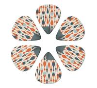 KHiry 6 Pack Guitar Picks Plectrums with Organizer Storage Box Mid Century Modern Retro with Drop Shapes Bass Picks for Electric Ukulele Picks for Acoustic Guitars 0.71mm