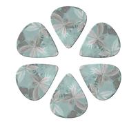 KHiry 6 Pack Guitar Picks Plectrums with Organizer Storage Box Mint Gray Leaves Bass Picks for Electric Ukulele Picks for Acoustic Guitars 0.71mm