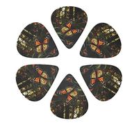 KHiry 6 Pack Guitar Picks Plectrums with Organizer Storage Box Monarch Butterflies Bass Picks for Electric Ukulele Picks for Acoustic Guitars 0.46mm