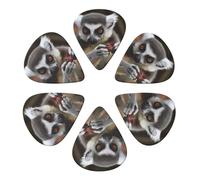 KHiry 6 Pack Guitar Picks Plectrums with Organizer Storage Box Monkey Lemur Cute Bass Picks for Electric Ukulele Picks for Acoustic Guitars 0.46mm