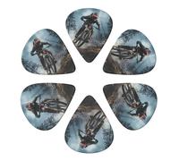 KHiry 6 Pack Guitar Picks Plectrums with Organizer Storage Box Mountain Bike Tournament Bass Picks for Electric Ukulele Picks for Acoustic Guitars 0.71mm