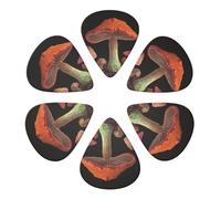 KHiry 6 Pack Guitar Picks Plectrums with Organizer Storage Box Mushroom Bass Picks for Electric Ukulele Picks for Acoustic Guitars 0.46mm