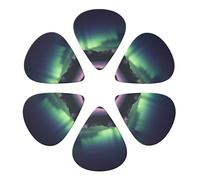 KHiry 6 Pack Guitar Picks Plectrums with Organizer Storage Box Northern Aurora Night Bass Picks for Electric Ukulele Picks for Acoustic Guitars 0.71mm