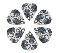 KHiry 6 Pack Guitar Picks Plectrums with Organizer Storage Box Octopus pattern Bass Picks for Electric Ukulele Picks for Acoustic Guitars 0.46mm
