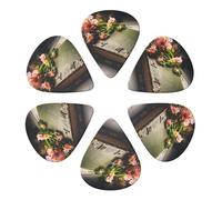 KHiry 6 Pack Guitar Picks Plectrums with Organizer Storage Box Old Book Bass Picks for Electric Ukulele Picks for Acoustic Guitars 0.46mm