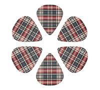 KHiry 6 Pack Guitar Picks Plectrums with Organizer Storage Box Old Plaid Checkered Bass Picks for Electric Ukulele Picks for Acoustic Guitars 0.96mm