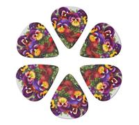 KHiry 6 Pack Guitar Picks Plectrums with Organizer Storage Box Pansy Perfection Bass Picks for Electric Ukulele Picks for Acoustic Guitars 0.46mm