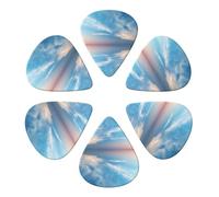 KHiry 6 Pack Guitar Picks Plectrums with Organizer Storage Box Peaceful Seascape Bass Picks for Electric Ukulele Picks for Acoustic Guitars 0.96mm