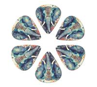 KHiry 6 Pack Guitar Picks Plectrums with Organizer Storage Box Peacock Feathers Elephant Bass Picks for Electric Ukulele Picks for Acoustic Guitars 0.96mm