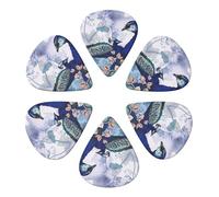 KHiry 6 Pack Guitar Picks Plectrums with Organizer Storage Box Peacock Floral Bass Picks for Electric Ukulele Picks for Acoustic Guitars 0.71mm