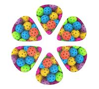 KHiry 6 Pack Guitar Picks Plectrums with Organizer Storage Box Pickleball Balls Colors Pattern Bass Picks for Electric Ukulele Picks for Acoustic Guitars 0.46mm