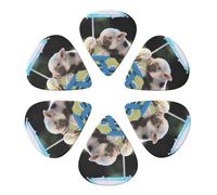 KHiry 6 Pack Guitar Picks Plectrums with Organizer Storage Box pigs eating ice cream Bass Picks for Electric Ukulele Picks for Acoustic Guitars 0.71mm