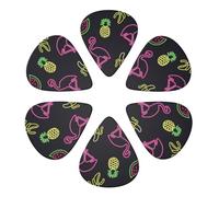 KHiry 6 Pack Guitar Picks Plectrums with Organizer Storage Box Pineapple Flamingo Bass Picks for Electric Ukulele Picks for Acoustic Guitars 0.71mm