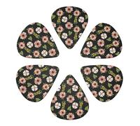 KHiry 6 Pack Guitar Picks Plectrums with Organizer Storage Box Pink Jasmine Flower Bass Picks for Electric Ukulele Picks for Acoustic Guitars 0.96mm