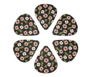 KHiry 6 Pack Guitar Picks Plectrums with Organizer Storage Box Pink Jasmine Flower Bass Picks for Electric Ukulele Picks for Acoustic Guitars 0.46mm