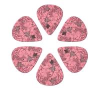 KHiry 6 Pack Guitar Picks Plectrums with Organizer Storage Box Pink leaves Camo Bass Picks for Electric Ukulele Picks for Acoustic Guitars 0.71mm