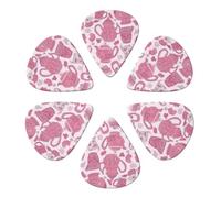 KHiry 6 Pack Guitar Picks Plectrums with Organizer Storage Box Pink Teapot Bass Picks for Electric Ukulele Picks for Acoustic Guitars 0.96mm