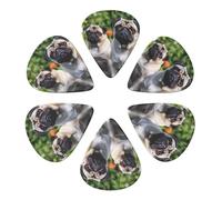 KHiry 6 Pack Guitar Picks Plectrums with Organizer Storage Box Pugs in the garden Bass Picks for Electric Ukulele Picks for Acoustic Guitars 0.46mm