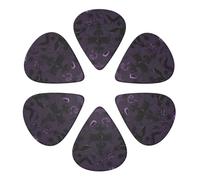 KHiry 6 Pack Guitar Picks Plectrums with Organizer Storage Box Purple Black Goth Spooky Bass Picks for Electric Ukulele Picks for Acoustic Guitars 0.71mm