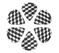KHiry 6 Pack Guitar Picks Plectrums with Organizer Storage Box Race Checkered Flag Bass Picks for Electric Ukulele Picks for Acoustic Guitars 0.46mm
