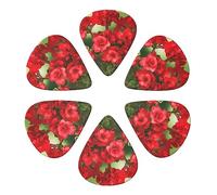 KHiry 6 Pack Guitar Picks Plectrums with Organizer Storage Box Red geraniums Bass Picks for Electric Ukulele Picks for Acoustic Guitars 0.71mm