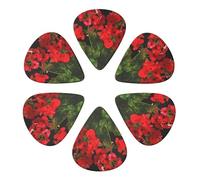 KHiry 6 Pack Guitar Picks Plectrums with Organizer Storage Box Red geraniums1 Bass Picks for Electric Ukulele Picks for Acoustic Guitars 0.96mm
