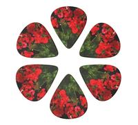 KHiry 6 Pack Guitar Picks Plectrums with Organizer Storage Box Red geraniums1 Bass Picks for Electric Ukulele Picks for Acoustic Guitars 0.46mm