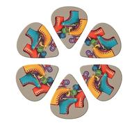 KHiry 6 Pack Guitar Picks Plectrums with Organizer Storage Box Retro Colorful Roller Skates Bass Picks for Electric Ukulele Picks for Acoustic Guitars 0.46mm