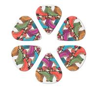 KHiry 6 Pack Guitar Picks Plectrums with Organizer Storage Box Retro Colorful Roller Skates1 Bass Picks for Electric Ukulele Picks for Acoustic Guitars 0.71mm