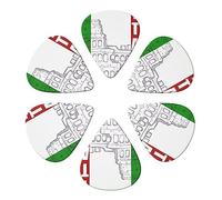 KHiry 6 Pack Guitar Picks Plectrums with Organizer Storage Box Roman Italian Flag Bass Picks for Electric Ukulele Picks for Acoustic Guitars 0.46mm