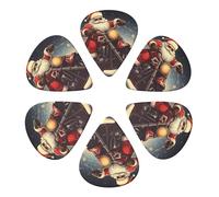 KHiry 6 Pack Guitar Picks Plectrums with Organizer Storage Box Santa Claus Biker Riding Bass Picks for Electric Ukulele Picks for Acoustic Guitars 0.46mm