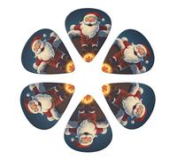 KHiry 6 Pack Guitar Picks Plectrums with Organizer Storage Box Santa Into The Chimney Bass Picks for Electric Ukulele Picks for Acoustic Guitars 0.71mm