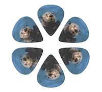 KHiry 6 Pack Guitar Picks Plectrums with Organizer Storage Box Sea Otter Bass Picks for Electric Ukulele Picks for Acoustic Guitars 0.46mm