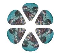KHiry 6 Pack Guitar Picks Plectrums with Organizer Storage Box Sea Turtles Bass Picks for Electric Ukulele Picks for Acoustic Guitars 0.71mm