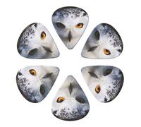 KHiry 6 Pack Guitar Picks Plectrums with Organizer Storage Box Snowy Owl Eyes Bass Picks for Electric Ukulele Picks for Acoustic Guitars 0.46mm