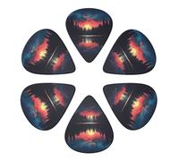 KHiry 6 Pack Guitar Picks Plectrums with Organizer Storage Box Space Lake Reflection Bass Picks for Electric Ukulele Picks for Acoustic Guitars 0.46mm