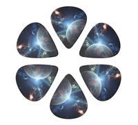 KHiry 6 Pack Guitar Picks Plectrums with Organizer Storage Box Space Planet Bass Picks for Electric Ukulele Picks for Acoustic Guitars 0.96mm