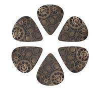 KHiry 6 Pack Guitar Picks Plectrums with Organizer Storage Box Steampunk Mechanical Gears Bass Picks for Electric Ukulele Picks for Acoustic Guitars 0.96mm