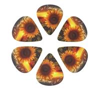 KHiry 6 Pack Guitar Picks Plectrums with Organizer Storage Box Sunflower and sunset Bass Picks for Electric Ukulele Picks for Acoustic Guitars 0.96mm