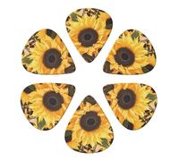 KHiry 6 Pack Guitar Picks Plectrums with Organizer Storage Box Sunflower Bass Picks for Electric Ukulele Picks for Acoustic Guitars 0.96mm