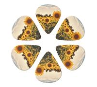 KHiry 6 Pack Guitar Picks Plectrums with Organizer Storage Box Sunshine Sunflowers Bass Picks for Electric Ukulele Picks for Acoustic Guitars 0.96mm