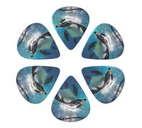 KHiry 6 Pack Guitar Picks Plectrums with Organizer Storage Box Swimming Penguin Bass Picks for Electric Ukulele Picks for Acoustic Guitars 0.46mm