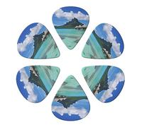 KHiry 6 Pack Guitar Picks Plectrums with Organizer Storage Box Tahiti Beach1 Bass Picks for Electric Ukulele Picks for Acoustic Guitars 0.46mm