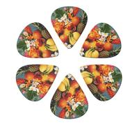 KHiry 6 Pack Guitar Picks Plectrums with Organizer Storage Box Tropical Fruits and Flowers Bass Picks for Electric Ukulele Picks for Acoustic Guitars 0.71mm